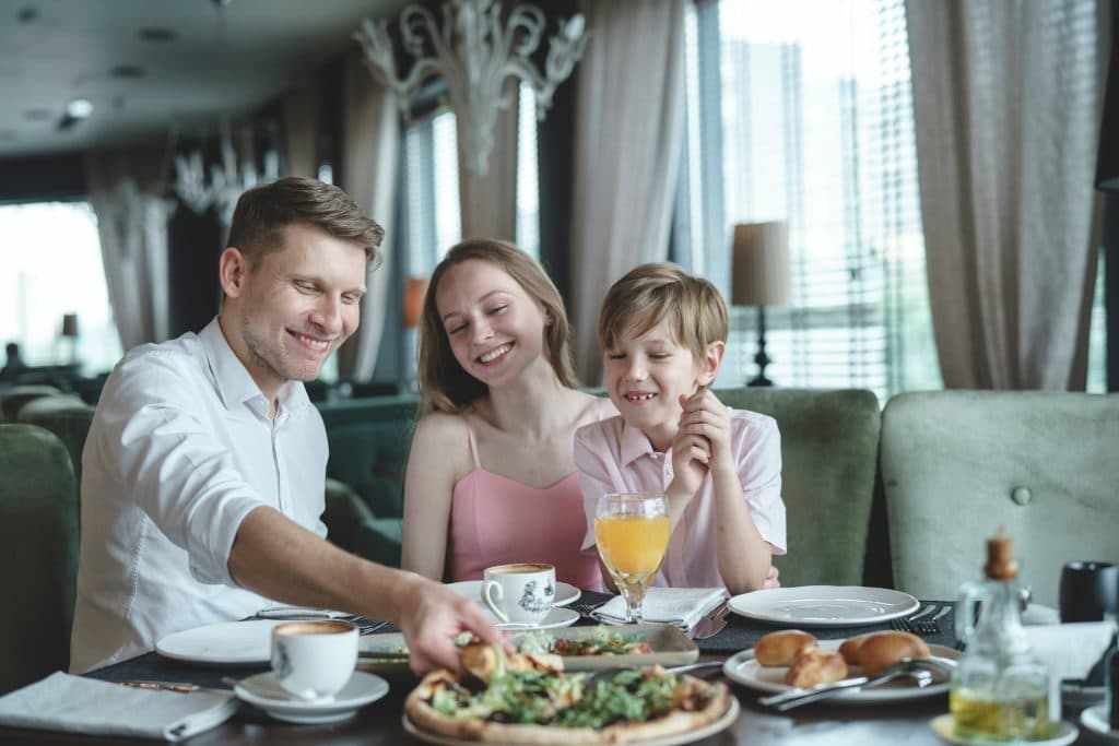 Eating family at a dinner